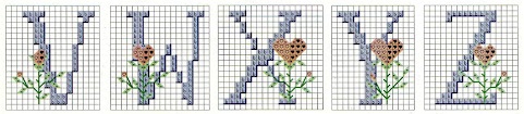 Alfabetos em ponto cruz com diagramas para bordar