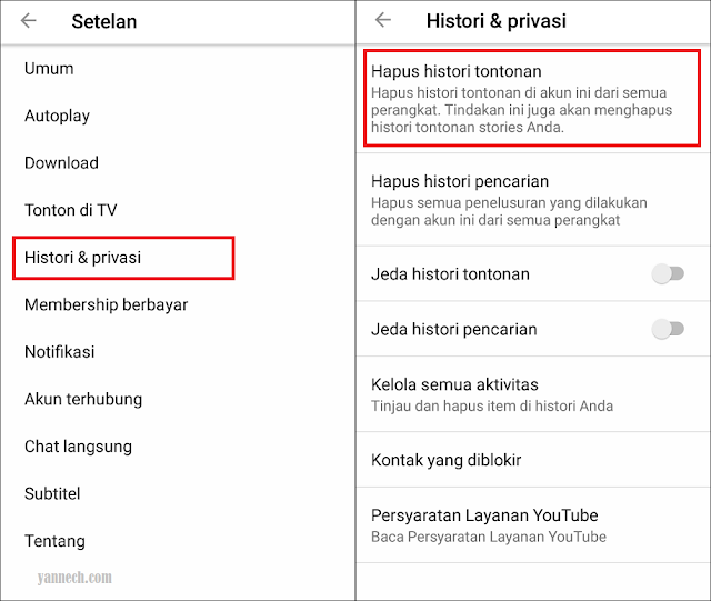 Menghapus Histori Tontonan Youtube di Android