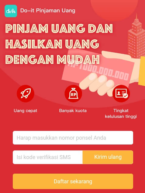 masukkan nomor handphone kekolom yang telah disediakan lalu pilih "Kirim Ulang" kemudian masukkan kode yang telah dikirim melalui sms dan pilih "Daftar Sekarang".