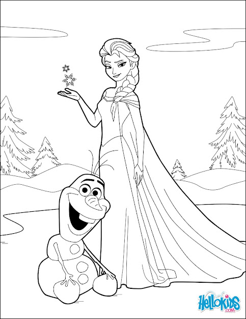 Elsa  Olaf Coloring Page