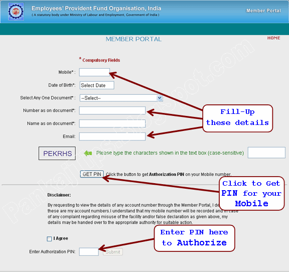 employee provident fund online e-passbook registration authorizing pin