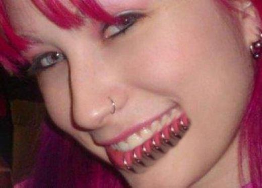 hot lip piercings. array of lip piercings,