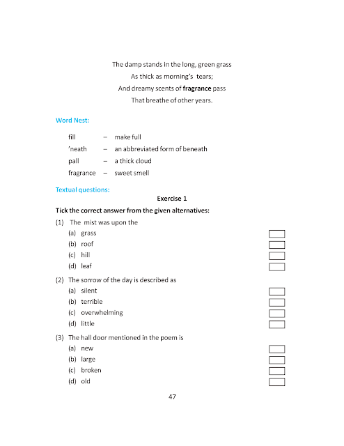 Mild the Mist upon the Hill - Emily Jane Bronte - Lesson 6 - WB Class 9 English suggestion 2023 part 2