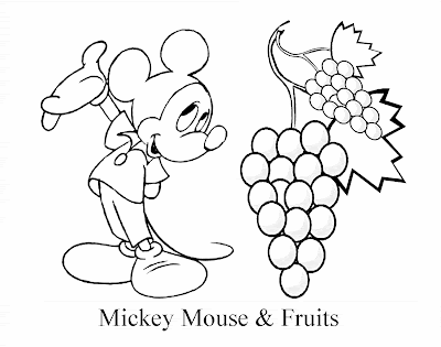 Disney Mickey Mouse & Fruits Coloring Pages