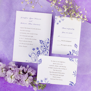 purple floral wedding cards