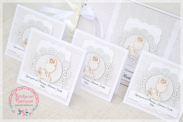 Zaproszenie na Pierwszą Komunię Świętą, scrapbooking handmade