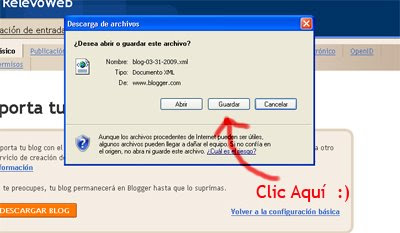 Guardar la Copia de seguridad del Blog