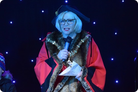 Councillor Diane Yates Mayor of  Crewe welcomes the crowd