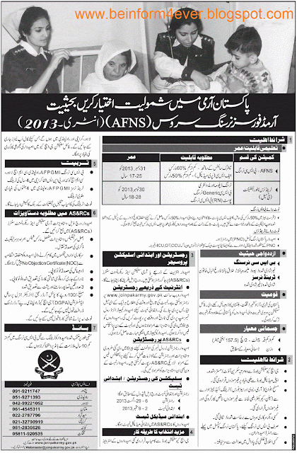 Jobs In Pakistan Army For Woman