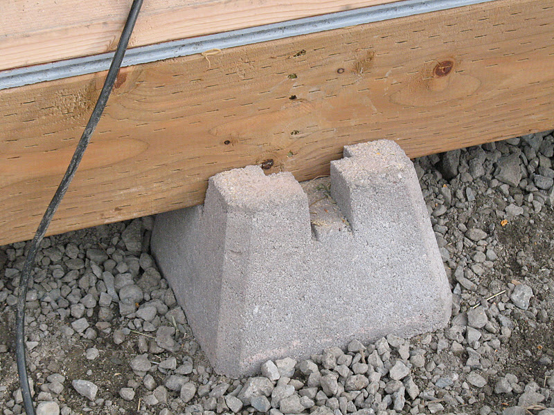 blocks are what make the shed 'not permanent', so it's legal to build 