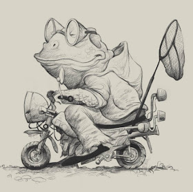 02-The-frog-on-a-day-out-Creature-Drawings-Dave-Mottram-www-designstack-co