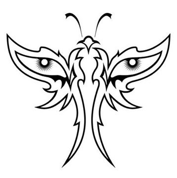 Eye and butterfly cool tattoos designs 358x359px