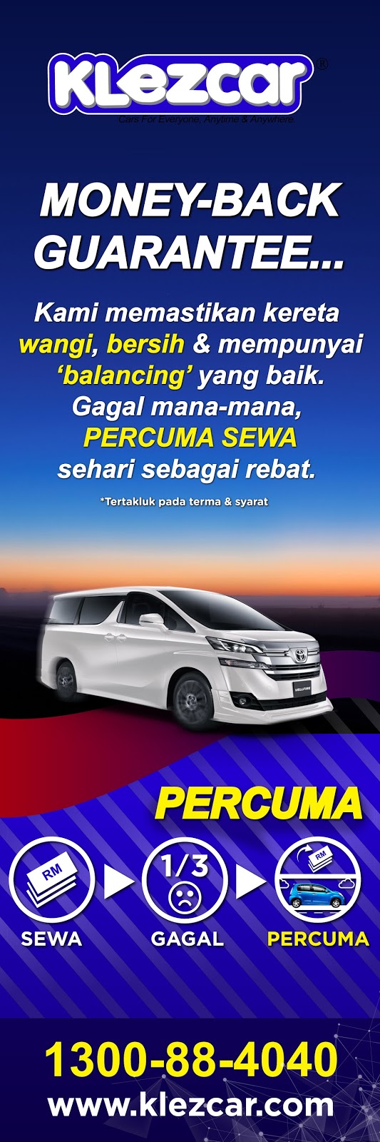 KERETA SEWA GELANG PATAH.  Klezcar Malaysia Car Rental 