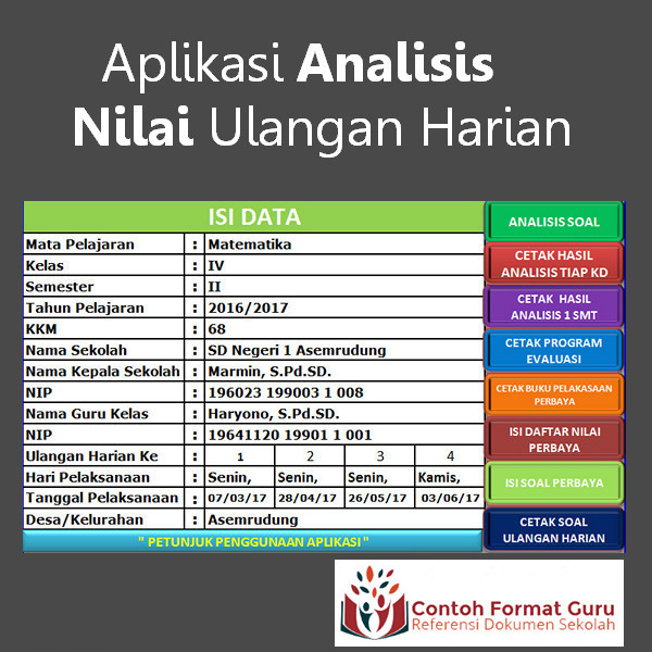 Aplikasi Analisis Nilai Ulangan Harian Microsoft Excel 