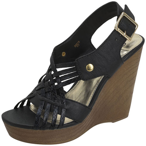 Payless - Brash - Mallory Wood Wedge Sandal - Black - 29.99