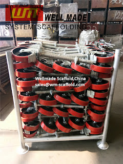 adjustable scaffolding wheels with brake- scaffold pulley wheel - construction mobile scaffold tower feet - building scaffolding feet- sales at wm-scaffold.com wellmade scaffold China 