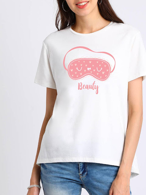 Women Beauty White T-shirt