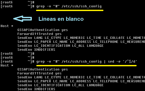 Linux: grep mostrar lineas sin comentarios