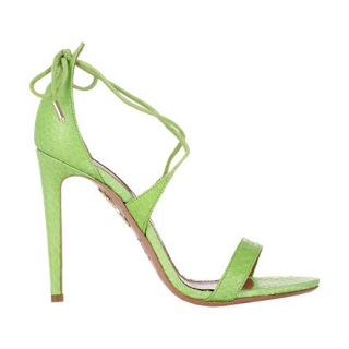 Aquazzurra Linda Lime Green Snake Ankle Tie Lace Up Sandals 
