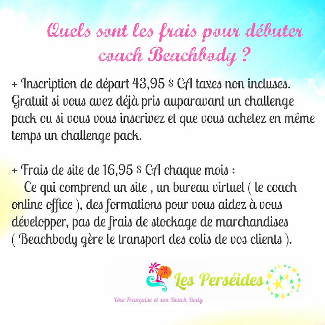 frais pour être coach Beachbody