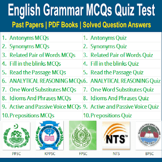 English Grammar Multiple Choice Objective Type Quiz MCQs Test Preparations