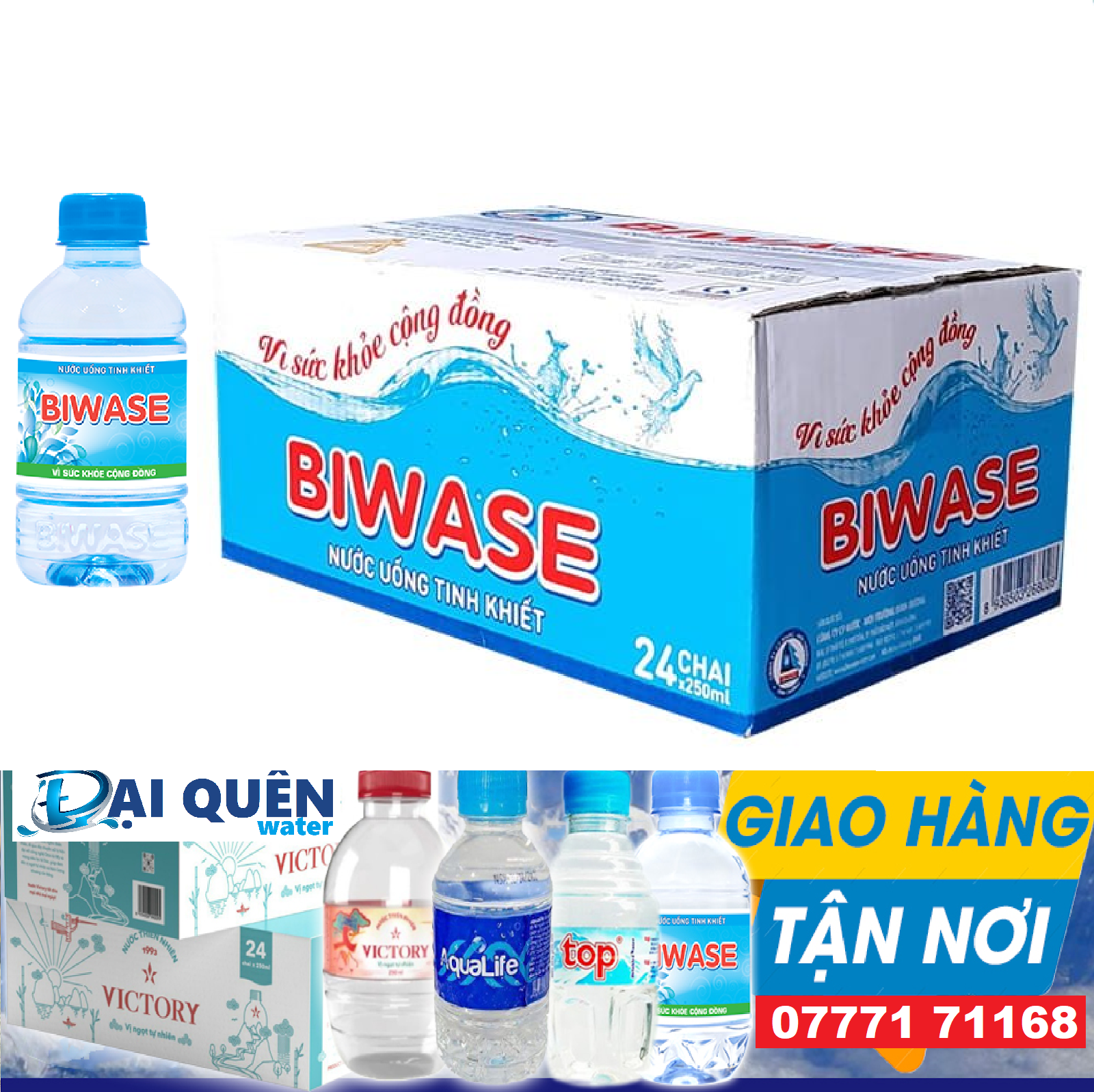 Nước suối chai nhỏ Biwase 250ml- Thùng 24 chai