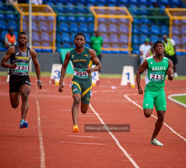 South Africa's Mukona Manavhela Sprints to U18 100m Gold in Abeokuta