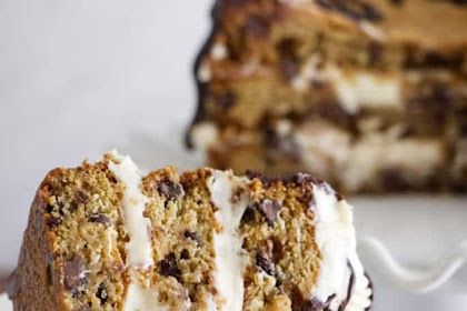 Chocolate Chip Cookie Cake with Cream Cheese Frosting