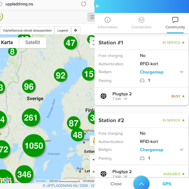 Uppladdning.nu and Chargemap showing status