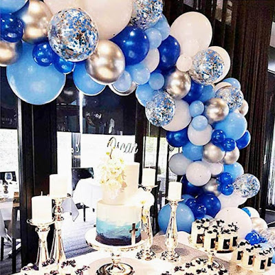 decoracao em azul com baloes