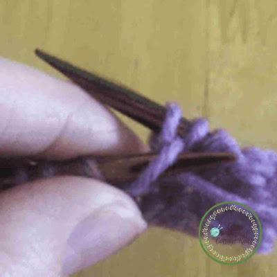 picture of step four completing knitting through the back loop