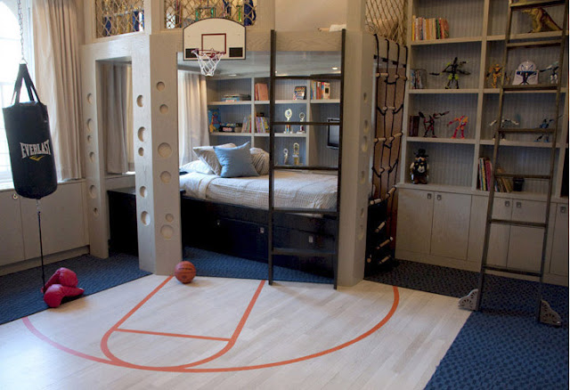 Kids rooms, contemporary style design of climbing wall for boys