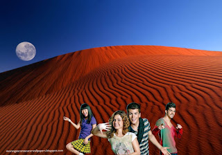 Wallpapers dos Morangos com Açucar Elenco de Jovens Actores a Dançar em fundo de tela Lua no Deserto Vermelho