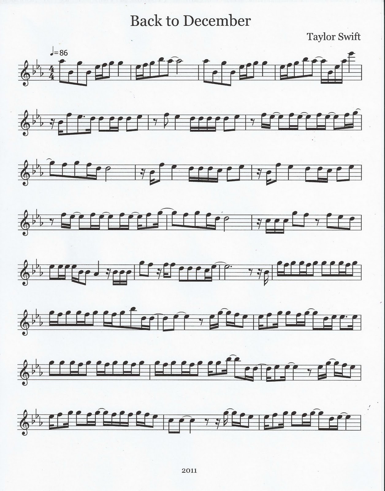 Flute & Tenor Sax Sheet Music :): Back to December
