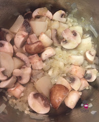 champiñones con las verduras pochadas