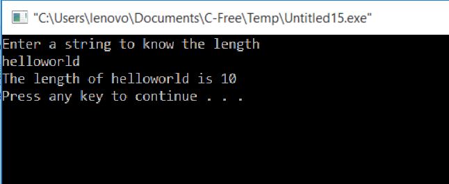 To know the length of a string without using string functions