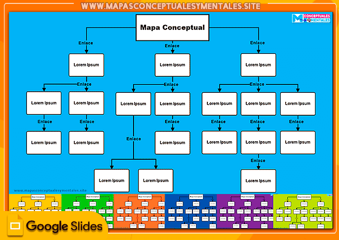 Plantilla en Google Slides de mapa conceptual de varios colores