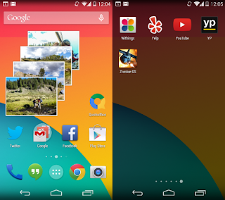 home screens and the app drawer on KitKat