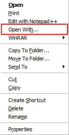 Open With... right click menu option