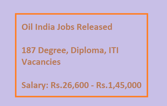  Oil India Ltd Recruitment Jobs 2023 - 187 Graduation, Diploma, ITI Vacancies