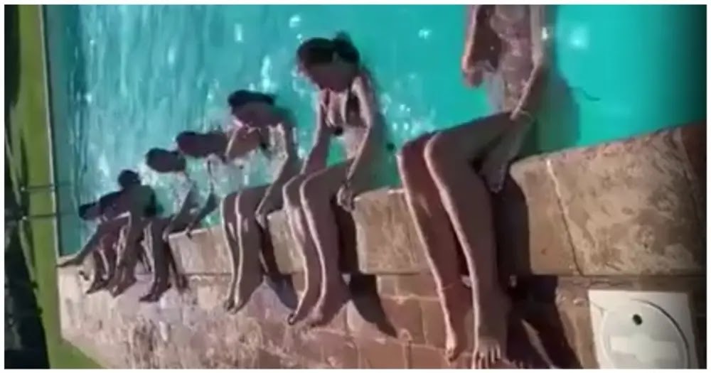 Girls Trying To Get Out Of The Pool Challenge