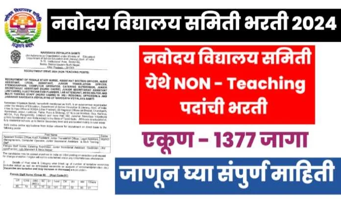 NVS NON Teaching Recruitment 2024