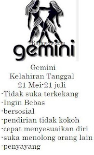 bintang kelahiran gemini dan sifat yang dimilikinya