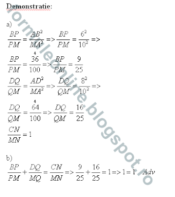 Dreptunghiul ABCD are AB = 6 cm si BC = 8 cm. Daca MA este perpendicular pe ABC, MA = 10 cm si P, N, Q sunt proiectiile punctului A respectiv pe MA, Mc si MD.