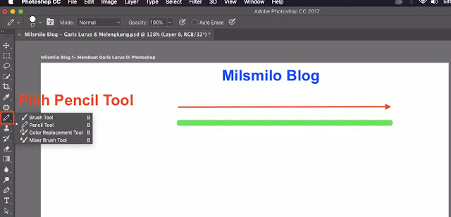Cara membuat garis lurus dan garis melengkung di photoshop, membuat garis horizontal, garis vertical di photoshop