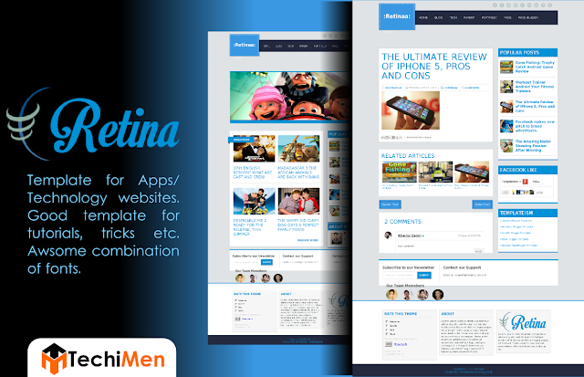 Retina is free premium template by Templateism sponsored on TechiMen