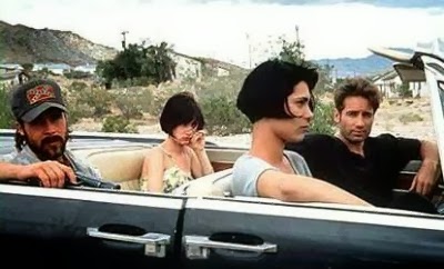 Brad Pitt, Juliette Lewis, Michelle Forbes, and David Duchovny go for a ride in Dominic Sena's KALIFORNIA