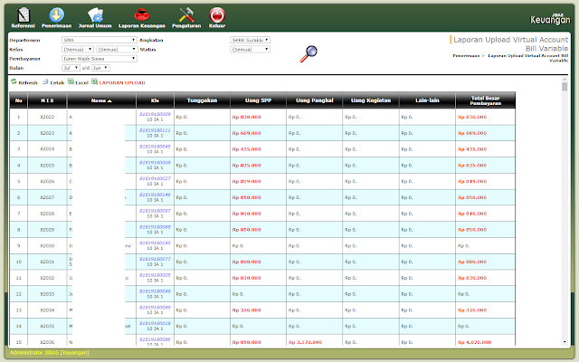 Virtual Account Bill Variable JIBAS Keuangan 