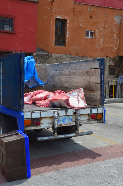 Offenes Fleisch auf Lastwagen