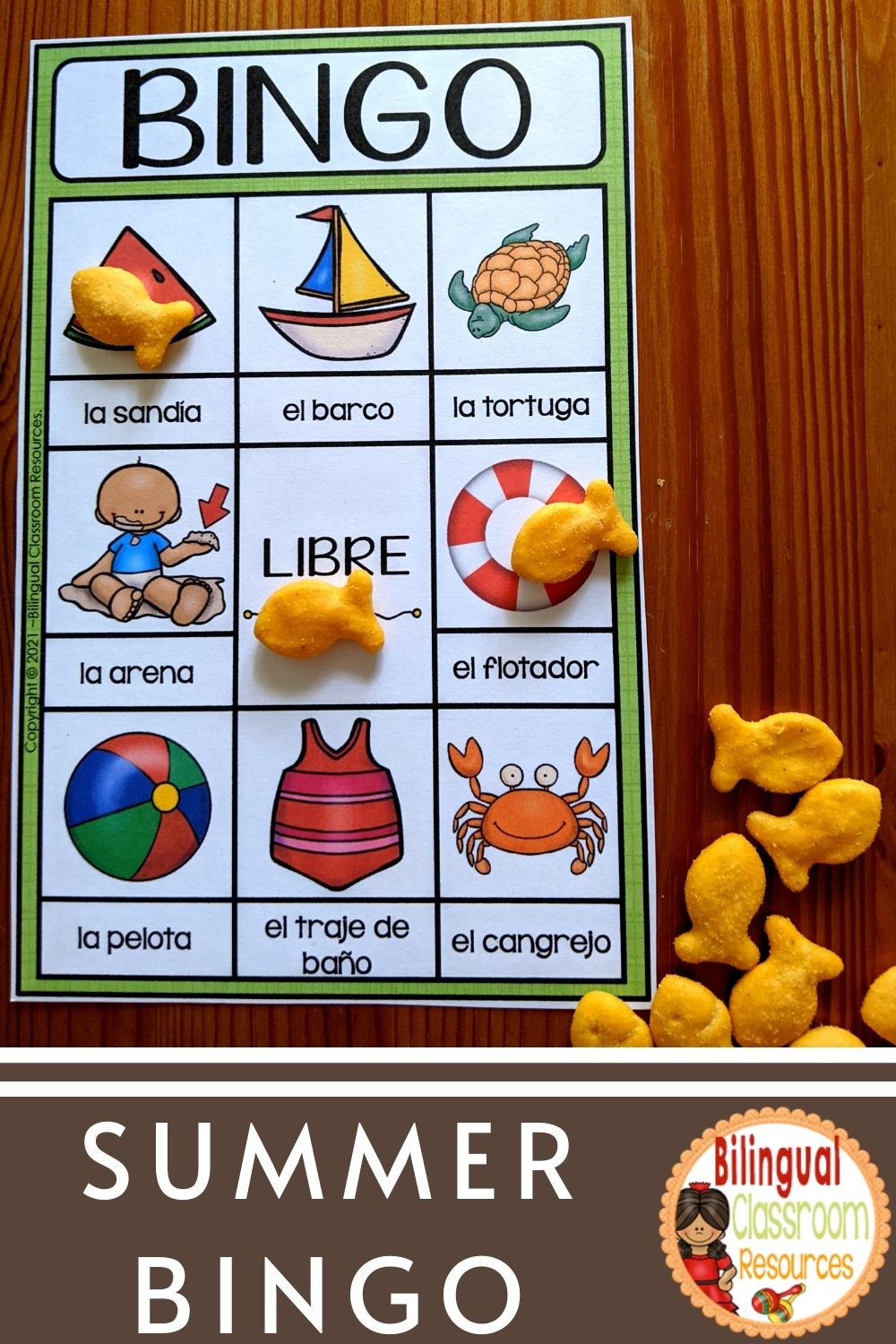 Juego de bingo bilingue | Practicar vocabulario de verano
